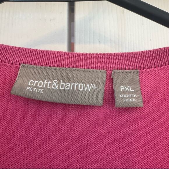 Croft & Barrow Women’s Pink Winter Holiday Button Down Sweater Cardigan Size PXL - Picture 8 of 9